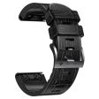 26mm Crocodile texture leather watch strap for Garmin watch - Black Fashion