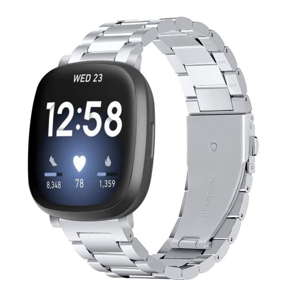 3 bead stainless steel strap for Fitbit Sense 2   Versa 4 - Silver Cheap