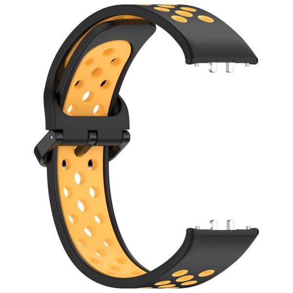 Samsung Galaxy Fit3 Silicone Watch Bands Dual-Color Wrist Straps Replacement Parts - Black+Yellow For Discount