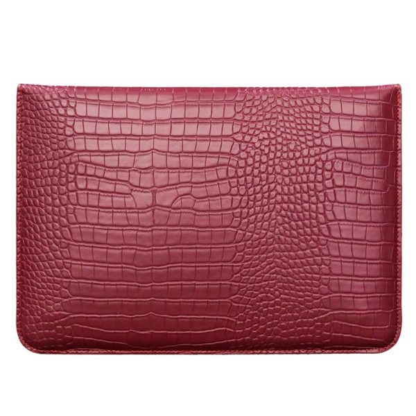 11-12   Laptop Sleeve Vegan Leather Crocodile Texture Stand Laptop Case Bag - Purplish Red Online Sale