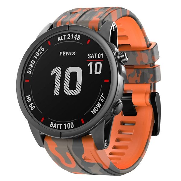 22mm silicone watch strap for Garmin and Coros watch - Camouflage Orange Online Hot Sale