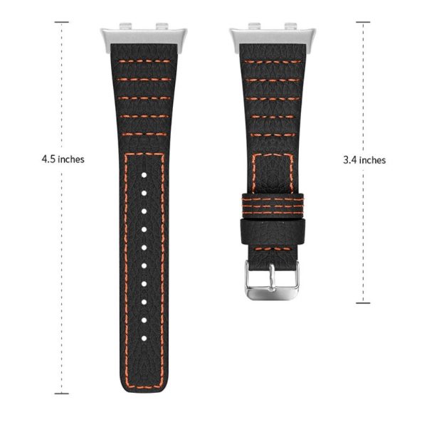 Oppo Watch (46mm) cowhide genuine leather watch strap - Black Hot on Sale