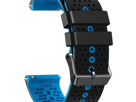 22mm Universal dual color silicone watch strap - Black   Sky Blue Hot on Sale