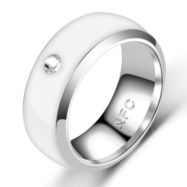 Smart editable stainless steel NFC ring - White   6# Discount