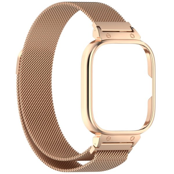 Xiaomi Redmi Watch 4 Stainless Steel Milanese Watch Strap with Metal Case - Rose Gold Hot on Sale