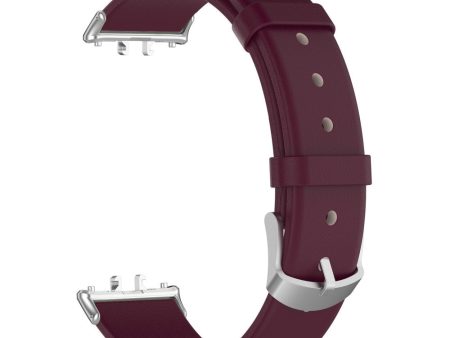 Samsung Galaxy Fit3 SM-R390 Replacement Wrist Band Adjustable Leather Watch Strap - Wine Red Hot on Sale