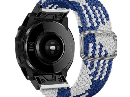 22mm nylon strap for Garmin watch with buckle - Blue   White Cheap