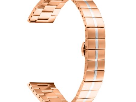 Garmin Vivoactive 5 Stainless Steel Watch Strap Replacement Wrist Band - Rose Gold+Silver For Cheap