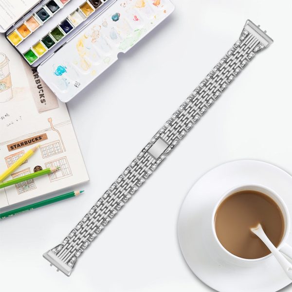 Samsung Galaxy Fit3 SM-R390 Watch Band 5.2 -8.6  Adjustable Watch Strap with Shiny Rhinestone - Silver Sale