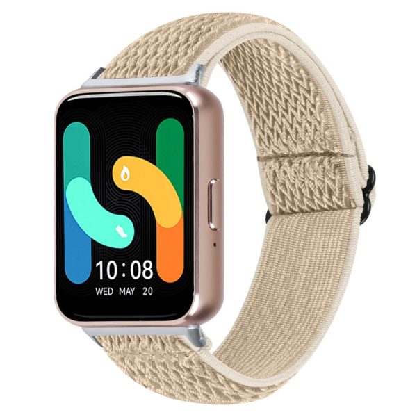 Samsung Galaxy Fit3 SM-R390 Woven Watch Strap Adjustable Wrist Band with Silver Connector - Apricot Supply