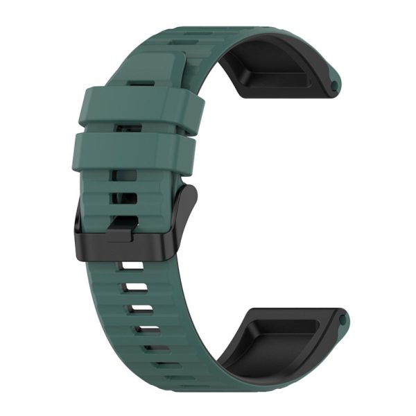 22mm dual color silicone watch strap for Garmin watch  - Olive Green   Black Cheap