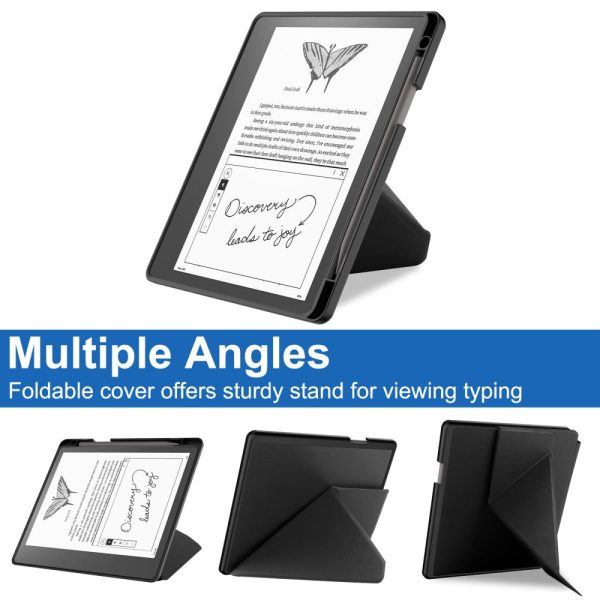 Amazon Kindle Scribe Origami Stand Vegan Leather and Flexible E-book Reader Case Shockproof E-Reader Cover with Auto Wake   Sleep - Black Online Hot Sale