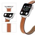 Apple Watch 40mm simple genuine leather watch strap - Brown For Discount