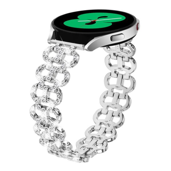 20mm Samsung Galaxy Watch 5   4 rhinestone décor metal strap - Silver Sale