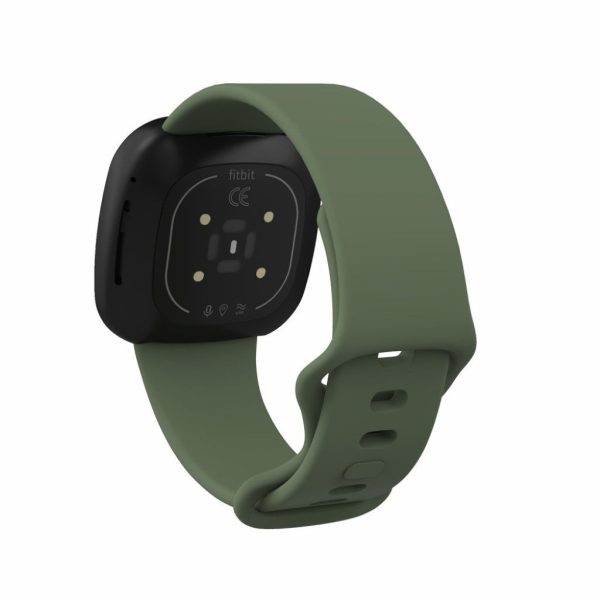 Fitbit Versa 3   Sense silicone watch band - Dark Green Size: L on Sale