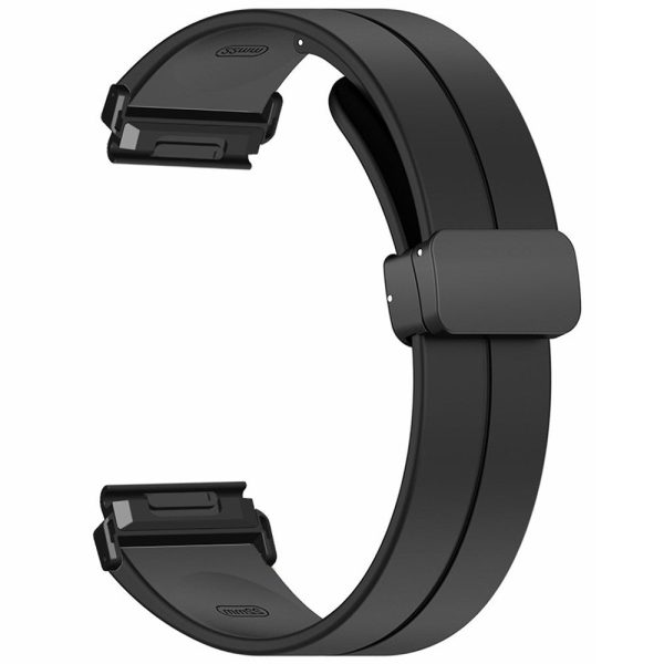 Garmin Fenix 7   6   5 22mm Wrist Strap Flexible Silicone Watch Band with Magnetic Buckle - Black For Cheap