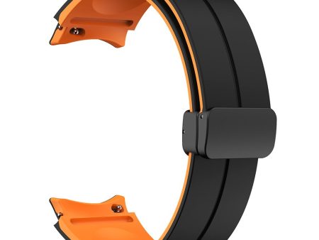 Samsung Galaxy Watch 5 Pro 45mm Magnetic Buckle Wrist Band Bi-color Silicone Strap - Black + Orange Online Hot Sale