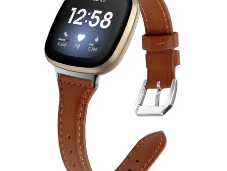 Fitbit Versa 3 T-Shape genuine leather watch band - Brown Fashion