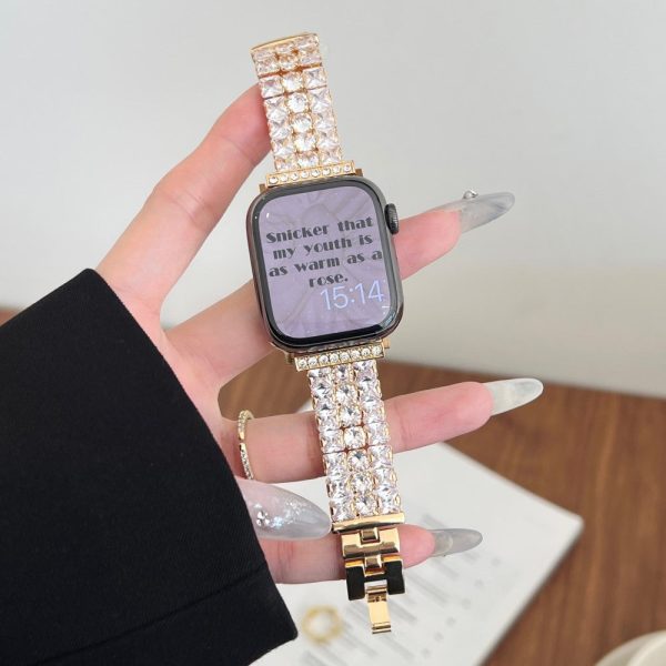 Apple Watch Series 41mm - 40mm - 38mm Wrist Watch Band Rhinestone Metal Strap - Gold Online now