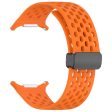 Samsung Galaxy Watch Ultra 47mm Silicone Watch Band Replacement Strap with Magnetic Folding Buckle - Orange For Discount