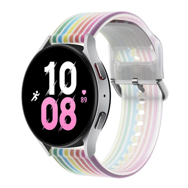 22mm Universal rainbow color silicone watch strap - Transparent Rainbow For Sale