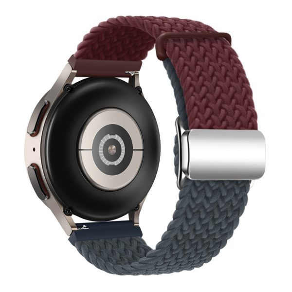 Huawei Watch GT 3 42mm   GT 3 Pro 43mm Universal 20mm Woven Strap Magnetic Silver Buckle Watch Band - Wine Red+Dark Blue Supply