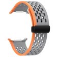 Samsung Galaxy Watch Ultra 47mm Silicone Watch Band Magnetic Folding Buckle Wrist Strap - Grey+Orange Cheap