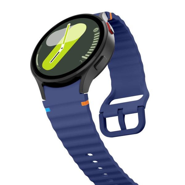 Samsung Galaxy Watch 20mm Wave Design Watch Band Stitching Line Decor Silicone Strap - Midnight Blue Online Hot Sale