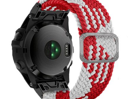 22mm nylon strap for Garmin watch with buckle - Red   White Online Sale