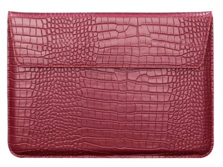 11-12   Laptop Sleeve Vegan Leather Crocodile Texture Stand Laptop Case Bag - Purplish Red Online Sale