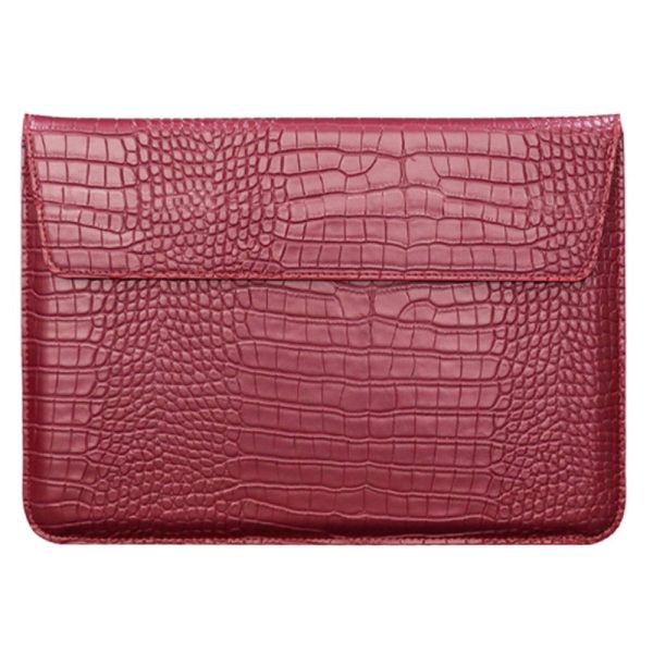 11-12   Laptop Sleeve Vegan Leather Crocodile Texture Stand Laptop Case Bag - Purplish Red Online Sale