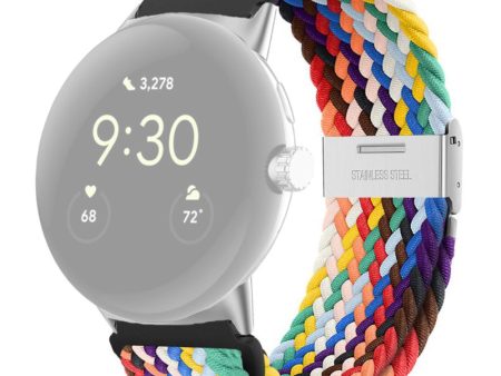 Nylon watch strap for Google Pixel Watch - Rainbow For Discount