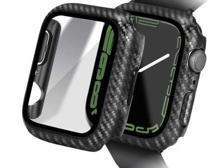 Apple Watch SE 2022 (40mm)   SE (40mm) carbon fiber style covert with tempered glass - Black Hot on Sale