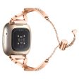 Fitbit Sense   Versa 3 rhinestone 304 stainless steel watch strap - Rose Gold For Sale