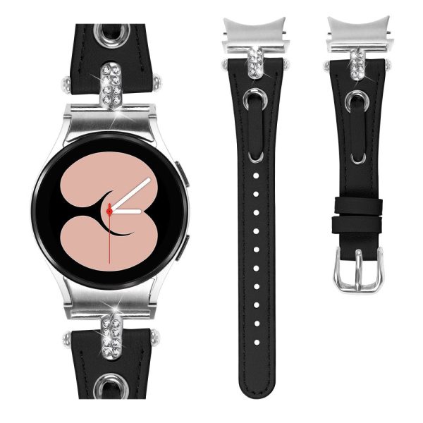 Samsung Galaxy Watch6 Genuine Cow Leather Watch Band - Black Hot on Sale