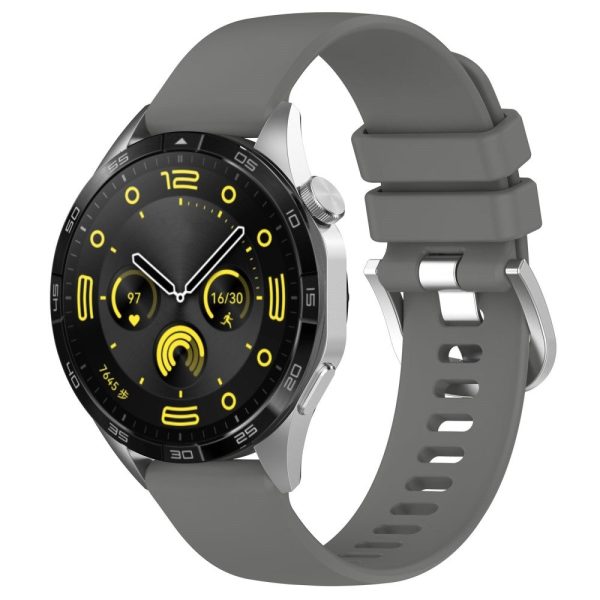 Huawei Watch GT 4 41mm   Garmin Venu 3S 18mm Watch Strap Liquid Silicone Wrist Band with Steel Buckle - Dark Grey Discount