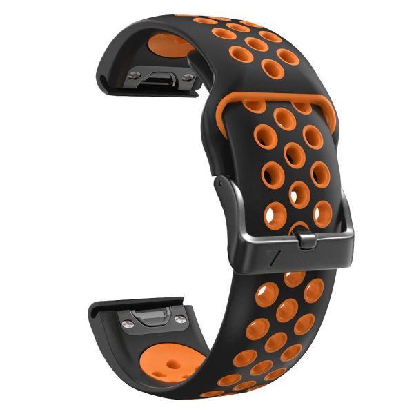 22mm dual color silicone strap for Garmin and Coros watch - Black   Orange Cheap