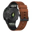 Garmin Fenix 7   7 Pro Watch Strap 22mm Leather + Silicone Watch Band - Brown+Black Hot on Sale