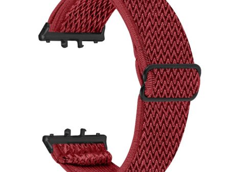 Samsung Galaxy Fit3 SM-R390 Woven Watch Strap Elastic Wrist Band, Black Connector - Red Online