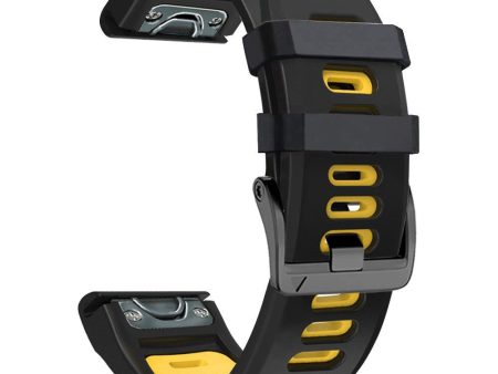 22mm dual-color silicone strap for Amazfit   Garmin   Coros watch - Black+Yellow Supply