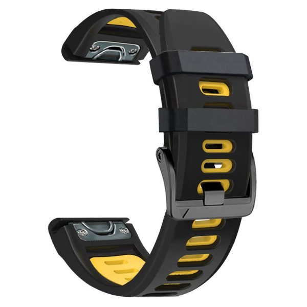 22mm dual-color silicone strap for Amazfit   Garmin   Coros watch - Black+Yellow Supply