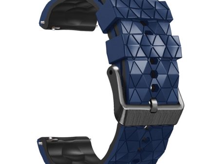 22mm Universal icosahedron style silicone watch strap - Dark Blue   Black on Sale