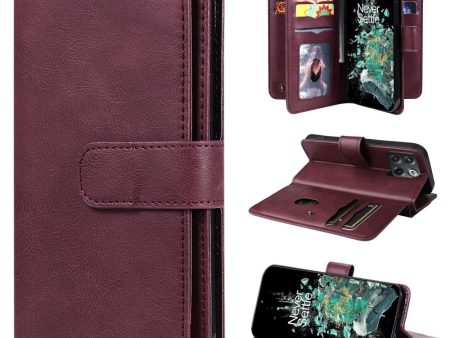 10-slot wallet case for OnePlus Ace Pro   10T - Wine Red Fashion