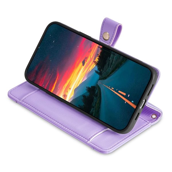 Motorola Moto G34 vegan leather wallet zipper case - Purple Fashion