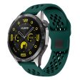 For Huawei Watch GT 4 41mm   Garmin Venu 3S   2S 18mm Silicone Strap Hollow Watch Band - Blackish Green Online