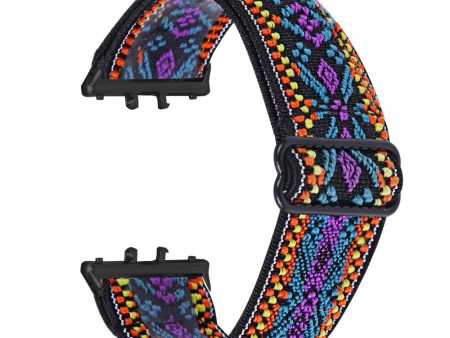 Samsung Galaxy Fit3 SM-R390 Elastic Wrist Band Pattern Design Watch Strap (Black Buckle) - 5 on Sale