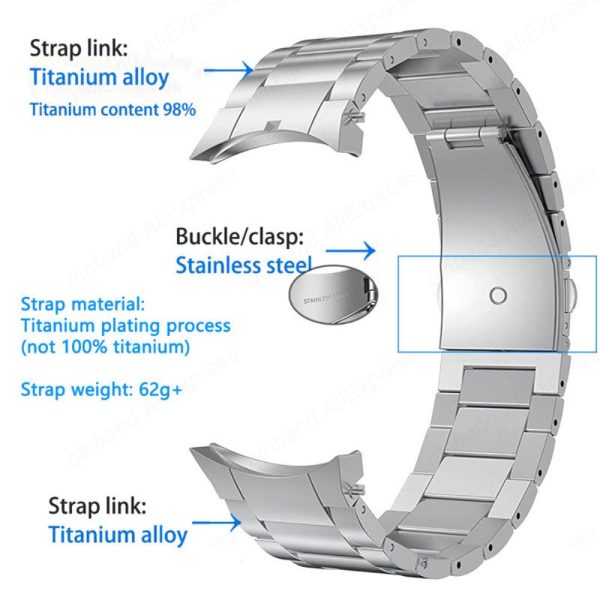 Samsung Galaxy Watch 5   5 Pro   4 titanium alloy strap - Titanium Grey For Sale