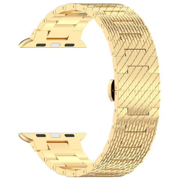 Apple Watch Series 41mm - 40mm - 38mm Strap Texture Stainless Steel Watch Band - Gold Online Hot Sale