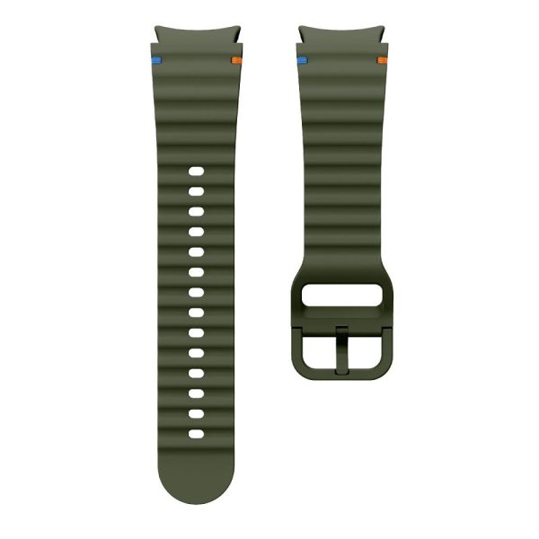 KALEBOL Samsung Galaxy Watch7 44mm 40mm   Watch FE 40mm Silicone Watch Band Wave Shape Wrist Strap - Army Green Sale