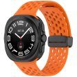 Samsung Galaxy Watch Ultra 47mm Silicone Watch Band Replacement Strap with Magnetic Folding Buckle - Orange For Discount